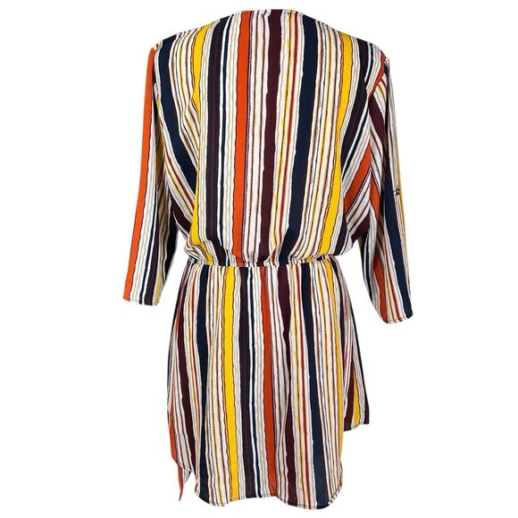 J for Justify Women's Dress Multicolor Size XLarge 3/4 Roll Tab Sleeve Striped - Picture 2 of 15